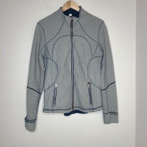 Lululemon Forme Jacket Il Textured‎ Pine Stripe Inkwell Mojave Tan Full Zip 12